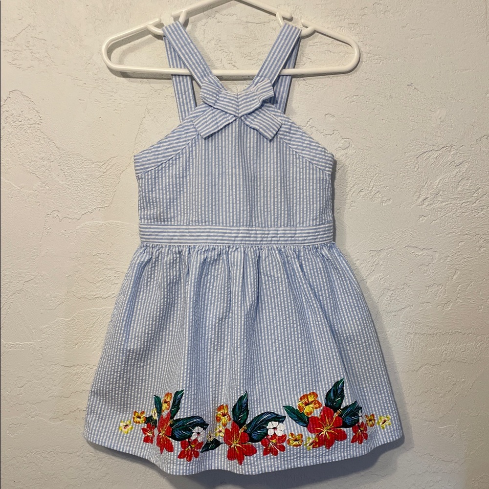 Nautica Blue Striped Dress with Floral Accents